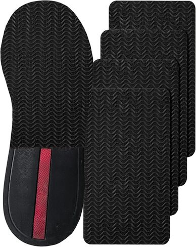 Black Wave Texture Anti-Slip Shoe Grips | Maximum Traction Sole Protectors for Heels, Sneakers & All Shoes | Slip-Resistant Sole Guard | Repair Pads for Damaged Soles (4Pcs Black, 6x4") in Kuwait