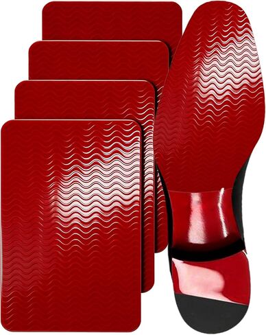Black Wave Texture Anti-Slip Shoe Grips | Maximum Traction Sole Protectors for Heels, Sneakers & All Shoes | Slip-Resistant Sole Guard | Repair Pads for Damaged Soles (4Pcs Black, 6x4") in Kuwait
