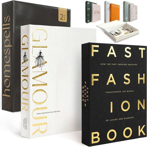 Decorative Books for Home Decor – Black & Ivory Linen Faux Books for Decoration: Aesthetic Fake Book Shelf, Living Room, Mantle, Entryway & Coffee Table Decor – Stack Faux Book Storage Box, Set of 2 in Saudi Arabia