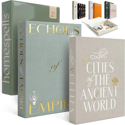 Decorative Books for Home Decor – Black & Ivory Linen Faux Books for Decoration: Aesthetic Fake Book Shelf, Living Room, Mantle, Entryway & Coffee Table Decor – Stack Faux Book Storage Box, Set of 2 in Saudi Arabia