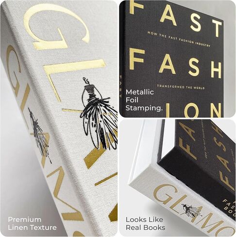 Decorative Books for Home Decor – Black & Ivory Linen Faux Books for Decoration: Aesthetic Fake Book Shelf, Living Room, Mantle, Entryway & Coffee Table Decor – Stack Faux Book Storage Box, Set of 2 in Saudi Arabia