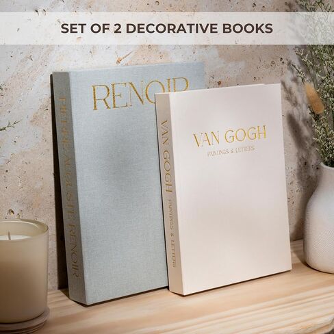Decorative Books Set of 2 with Hidden Storage – Premium Linen Coffee Table Books, Van Gogh & Renoir Art Decor | Faux Decorative Book Storage Box for Living Room, Entryway & Home Decor in Saudi Arabia