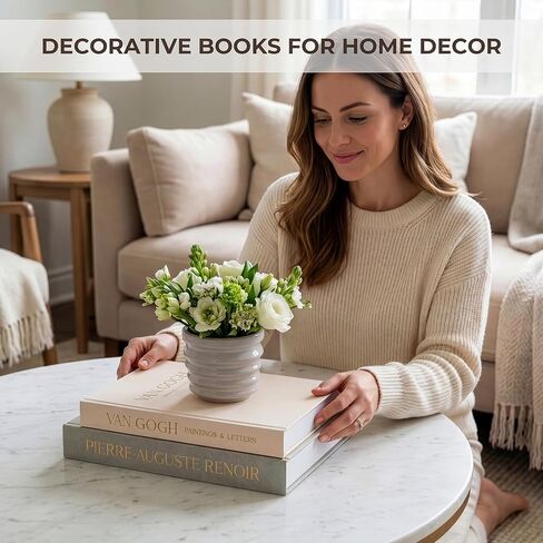 Decorative Books Set of 2 with Hidden Storage – Premium Linen Coffee Table Books, Van Gogh & Renoir Art Decor | Faux Decorative Book Storage Box for Living Room, Entryway & Home Decor in Saudi Arabia