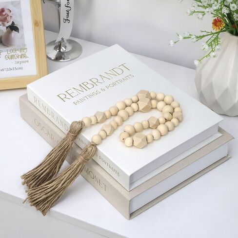 Decorative Books for Home Decor, Coffee Table Books Decor, 2 Linen Faux/Fake Books with Beads for Farmhouse Decor, Bookself, Mordern Room Decor Aesthetic in Kuwait