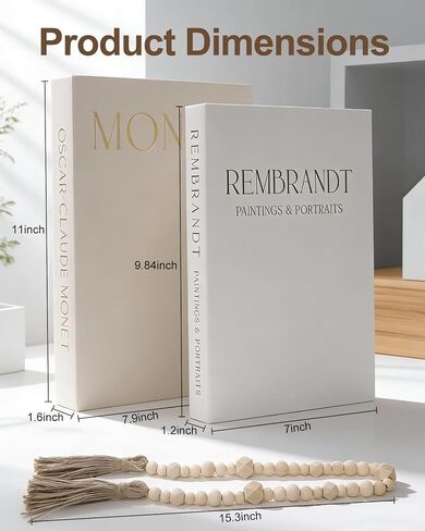 Decorative Books for Home Decor, Coffee Table Books Decor, 2 Linen Faux/Fake Books with Beads for Farmhouse Decor, Bookself, Mordern Room Decor Aesthetic in Kuwait