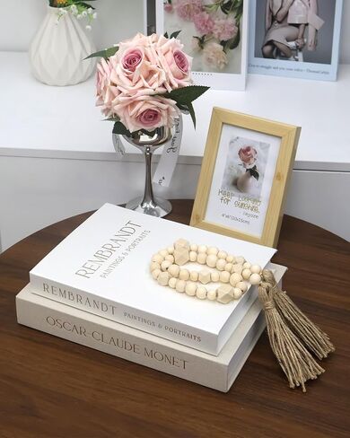 Decorative Books for Home Decor, Coffee Table Books Decor, 2 Linen Faux/Fake Books with Beads for Farmhouse Decor, Bookself, Mordern Room Decor Aesthetic in Kuwait