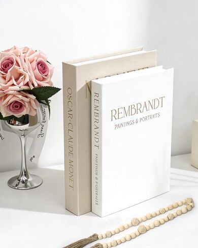 Decorative Books for Home Decor, Coffee Table Books Decor, 2 Linen Faux/Fake Books with Beads for Farmhouse Decor, Bookself, Mordern Room Decor Aesthetic in Kuwait