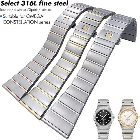 15mm 17mm 18mm 23mm 25mm Concave Shape Stainless Steel Fit for Omega Constellation Silver Watch Strap Solid Bracelets in Kuwait