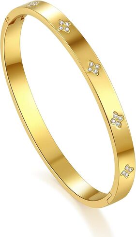 Friendship Love Bracelet for Women - 18K Gold Plated Titanium Steel Cuff Bangle | Cubic Zirconia Jewelry Gift, Simple & Durable Everyday Wear (S/M/L Size) in Saudi Arabia