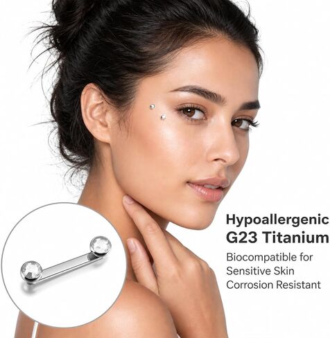 14G Titanium Surface Tragus Piercing Jewelry 10mm/12mm Double Crystal Staple Bar Piercing Jewelry Internally Threaded Barbell Surface Piercings in Saudi Arabia
