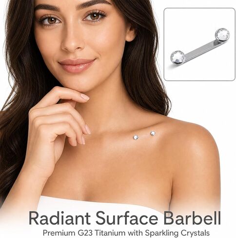 14G Titanium Surface Tragus Piercing Jewelry 10mm/12mm Double Crystal Staple Bar Piercing Jewelry Internally Threaded Barbell Surface Piercings in Saudi Arabia