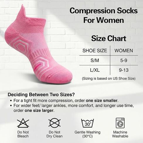 10Pairs Compression Socks for Women Ankle Socks Cushioned Running Sock Athletic Low Cut Running Sock with Arch Support Breathable Comfort Wicking Sock for Women Workout Sports Travel in Saudi Arabia