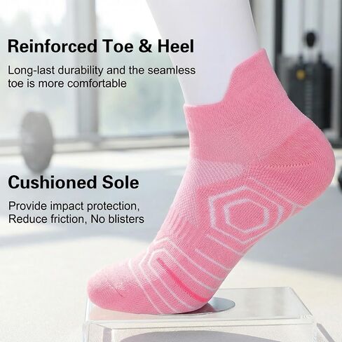 10Pairs Compression Socks for Women Ankle Socks Cushioned Running Sock Athletic Low Cut Running Sock with Arch Support Breathable Comfort Wicking Sock for Women Workout Sports Travel in Saudi Arabia