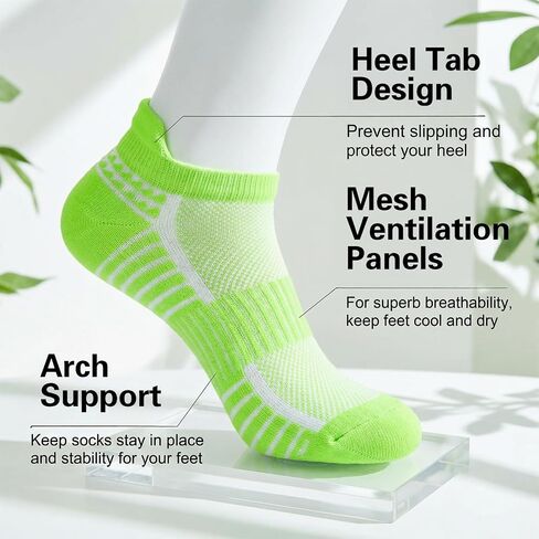 10Pairs Compression Socks for Women Ankle Socks Cushioned Running Sock Athletic Low Cut Running Sock with Arch Support Breathable Comfort Wicking Sock for Women Workout Sports Travel in Saudi Arabia