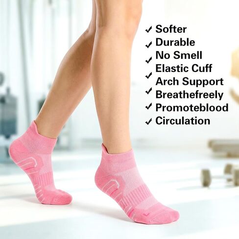 10Pairs Compression Socks for Women Ankle Socks Cushioned Running Sock Athletic Low Cut Running Sock with Arch Support Breathable Comfort Wicking Sock for Women Workout Sports Travel in Saudi Arabia