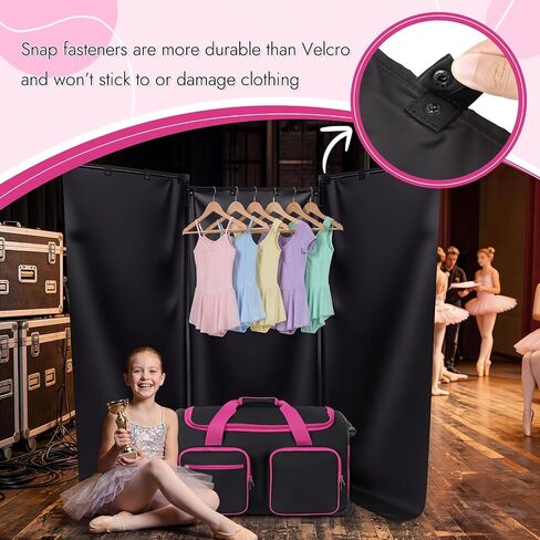 Dance Bag with Garment Rack and Curtain, 23'' Dance Competition Bag with Garment Rack & Wheels, Rolling Dance Bag for Girls, Suitcase for Dancer Cheerleader Little Princess(Black) in Saudi Arabia