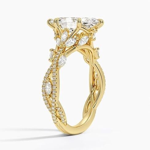 1–5 Ct Marquise Moissanite Engagement Ring for Women, Nature Inspired Floral Leaf Design, 10K 14K 18K Solid Gold or 925 Sterling Silver, Vintage Promise Wedding Ring, Unique Proposal Ring Gift in Kuwait