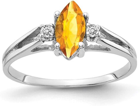 Solid 14k White Gold 8x4mm Marquise Citrine Yellow November Gemstone VS Diamond Engagement Ring (.04 cttw.) in Kuwait