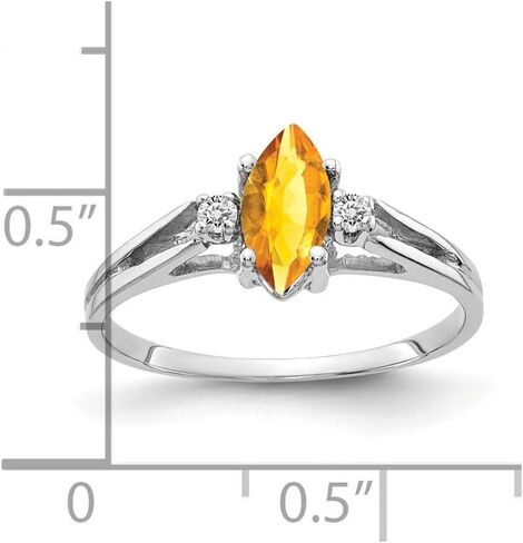 Solid 14k White Gold 8x4mm Marquise Citrine Yellow November Gemstone VS Diamond Engagement Ring (.04 cttw.) in Kuwait