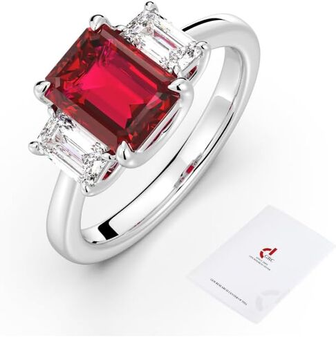 Iefil 1.4CT-2CT Lab Grown Birthstone for Women, Lab-Created Moissanite Brands for Women, Emerald Cut Engagement Rings, GRC Certified, 925 Sterling Silver with Rhodium Plating, Sizes 6-8 in Kuwait