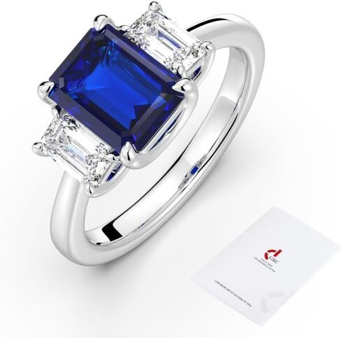 Iefil 1.4CT-2CT Lab Grown Birthstone for Women, Lab-Created Moissanite Brands for Women, Emerald Cut Engagement Rings, GRC Certified, 925 Sterling Silver with Rhodium Plating, Sizes 6-8 in Kuwait