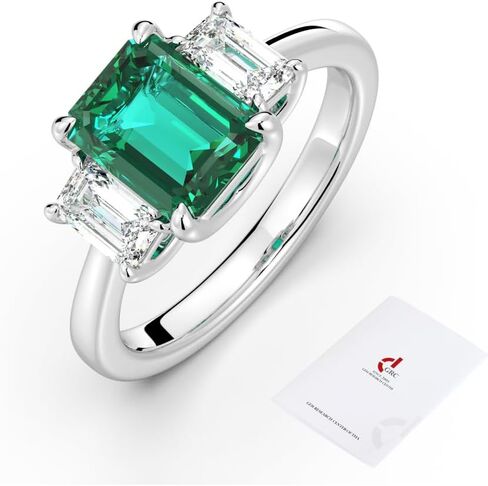 Iefil 1.4CT-2CT Lab Grown Birthstone for Women, Lab-Created Moissanite Brands for Women, Emerald Cut Engagement Rings, GRC Certified, 925 Sterling Silver with Rhodium Plating, Sizes 6-8 in Kuwait