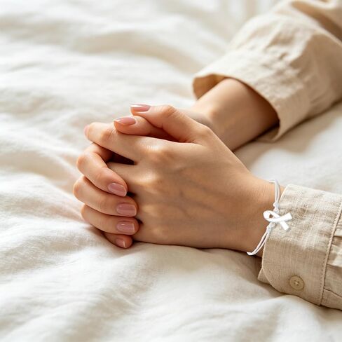 20 Pcs White Ribbon Adjustable Bracelets, Lung, Bone Cancer Awareness Products for Public Event Advocacy, Cancer Gifts for Survivor, Inspirational, Encouragement, Positive Gifts for Patients in Saudi Arabia