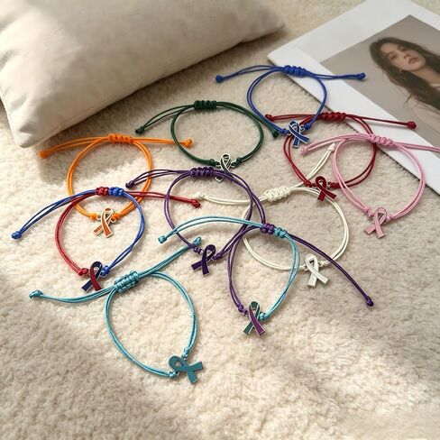 20 Pcs White Ribbon Adjustable Bracelets, Lung, Bone Cancer Awareness Products for Public Event Advocacy, Cancer Gifts for Survivor, Inspirational, Encouragement, Positive Gifts for Patients in Saudi Arabia