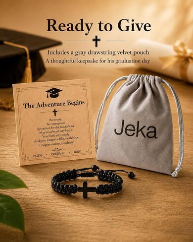 سوار jeka المتقاطع للرجال والفتيان، سوار الإيمان المسيحي مع بطاقة ذات مغزى، هدايا دينية لابن حفيد الأولاد المراهقين، تأكيد المعمودية، عيد ميلاد التخرج in Kuwait