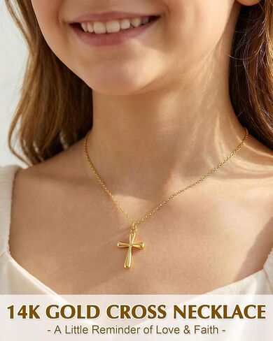 Always Remember You Are Loved - 14k Gold Cross Necklaced for Girls, Easter First Communion Confirmation Baptism Birthday Gifts in Kuwait