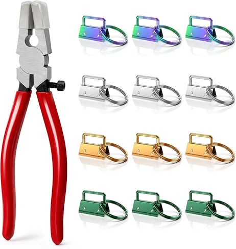 35PCS Key Fob Hardware Set, 1 Inch Keychain Hardware with Key Fob Pliers Keyfob Hardware Set Rustproof DIY Kit for Keychain Lanyard Wristlet Making Supplies (4 Colors) in Saudi Arabia