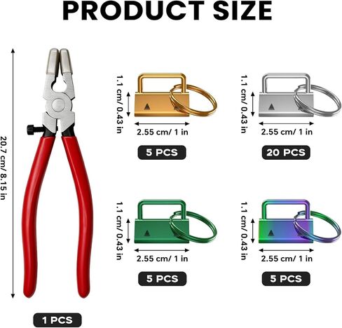 35PCS Key Fob Hardware Set, 1 Inch Keychain Hardware with Key Fob Pliers Keyfob Hardware Set Rustproof DIY Kit for Keychain Lanyard Wristlet Making Supplies (4 Colors) in Saudi Arabia