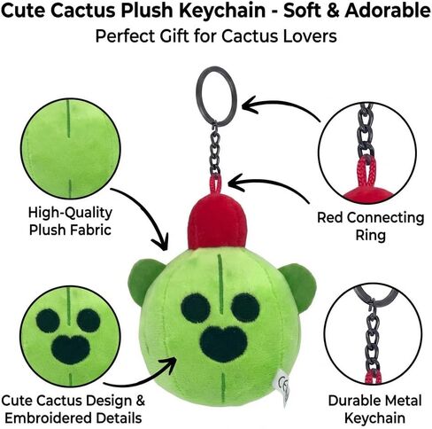 Spike Plush Keychain, Soft Stuffed Cactus Character Pendant, Cute Backpack Bag Charm, Collectible Gift for Game Fans, 4 Inch in Saudi Arabia