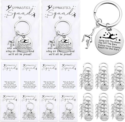 Unittype 24 Sets Gymnastics Gifts Party Favors Gymnastics Keychain Bulk Metal Sport Team Gifts Goodie Bags Stuffers for Women in Kuwait