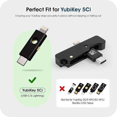 Upgraded Aluminum Flip Holder Keychain Protective Cover Compatible with YubiKey 5Ci – Full Aluminum Metal Case, Center-Fixed Slide Design, Dual-End Access, Keychain Carry,Black in Saudi Arabia