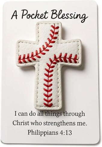 A Pocket Blessing Baseball Cross Handmade stitching Crosses Token Gifts With Verse Card,Christian keychain in Kuwait