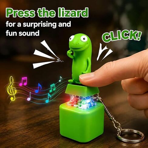 2PCS Lizard Fidget Keychain Clicker Toys, Lizard Button Keychain with Click Sound & Colorful Light, Portable Keyboard Clicker Toy, Mini Sensory Keychain for Desk, Travel and Everyday Fun in Kuwait