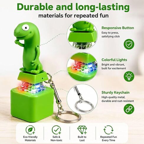 2PCS Lizard Fidget Keychain Clicker Toys, Lizard Button Keychain with Click Sound & Colorful Light, Portable Keyboard Clicker Toy, Mini Sensory Keychain for Desk, Travel and Everyday Fun in Kuwait