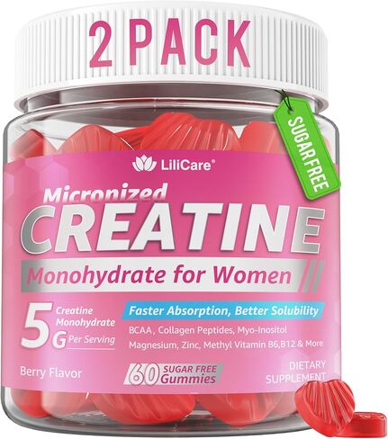 Creatine for Women Gummies, Micronized Creatine Monohydrate + Myo-Inositol, Collagen Peptides, BCAAs, Hyaluronic Acid, Vitamin B6 B12, Zinc for Enërgy, Föcus, Hörmonal Balance, Sugar Free, 120 Counts in Kuwait