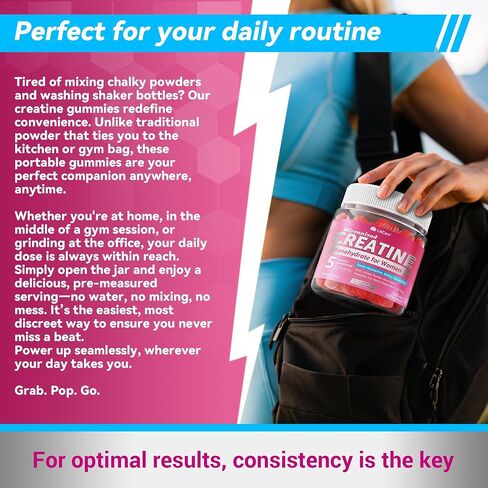 Creatine for Women Gummies, Micronized Creatine Monohydrate + Myo-Inositol, Collagen Peptides, BCAAs, Hyaluronic Acid, Vitamin B6 B12, Zinc for Enërgy, Föcus, Hörmonal Balance, Sugar Free, 120 Counts in Kuwait