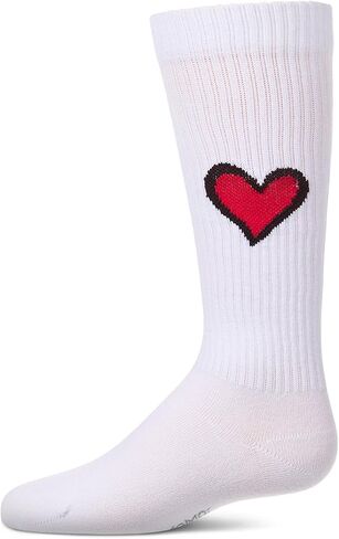 MeMoi Girls Filled Heart Ribbed Cotton-Rich Novelty Knee High Sock in Kuwait