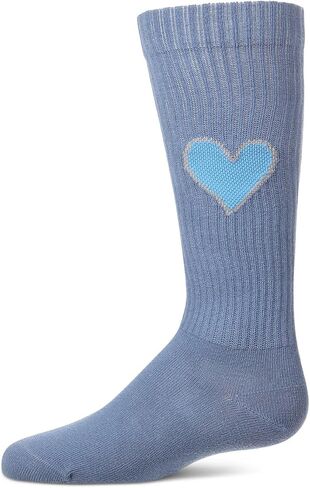 MeMoi Girls Filled Heart Ribbed Cotton-Rich Novelty Knee High Sock in Kuwait