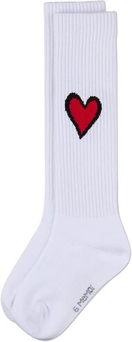 MeMoi Girls Filled Heart Ribbed Cotton-Rich Novelty Knee High Sock in Kuwait