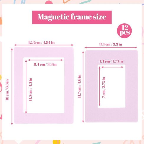 12PCS Colorful Magnetic Picture Frames for Refrigerator, Magnetic Photo Frames for Fridge, Home, Office, School, Locker, Display (4.8x6.3 Inch + 4.6x3.3 Inch, Red, Purple, Blue, Yellow, Beige, Green) in Saudi Arabia