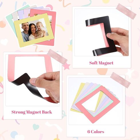 12PCS Colorful Magnetic Picture Frames for Refrigerator, Magnetic Photo Frames for Fridge, Home, Office, School, Locker, Display (4.8x6.3 Inch + 4.6x3.3 Inch, Red, Purple, Blue, Yellow, Beige, Green) in Saudi Arabia