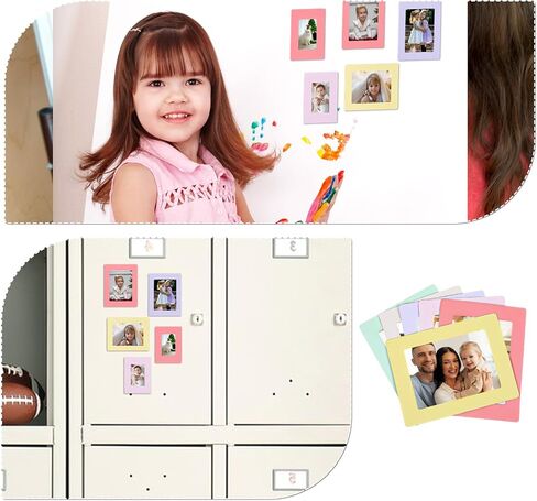 12PCS Colorful Magnetic Picture Frames for Refrigerator, Magnetic Photo Frames for Fridge, Home, Office, School, Locker, Display (4.8x6.3 Inch + 4.6x3.3 Inch, Red, Purple, Blue, Yellow, Beige, Green) in Saudi Arabia
