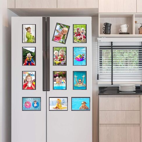 HIIMIEI Magnetic Photo Frames for Refrigerator 5x7 Inches,20 Pack, No Sratched Fridge Magnets Picture Frame Photo Sleeves Protected by Removable Film(Black) in Saudi Arabia