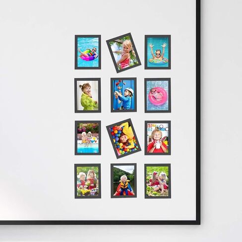HIIMIEI Magnetic Photo Frames for Refrigerator 5x7 Inches,20 Pack, No Sratched Fridge Magnets Picture Frame Photo Sleeves Protected by Removable Film(Black) in Saudi Arabia