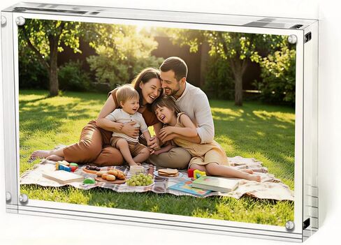 6x8 Acrylic Picture Frames, 20% Thicker Clear Double Sided Magnetic Picture Frame with UV Protection, Freestanding Transparent Frameless Photo Frame for Tabletops,Home & Office Deco (6x8) in Saudi Arabia