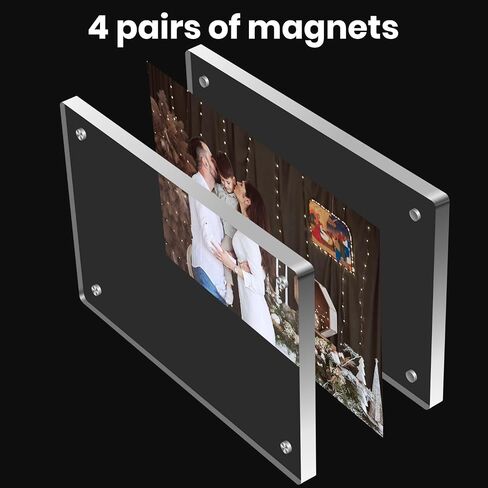 Acrylic Magnetic Photo Frame, 3x5 Inch Double-sided Magnetic Photo Frame, Tabletop Frameless Postcard Display (3-Pack) in Saudi Arabia